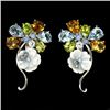 Image 1 : Natural Peridot Citrine  Opal Mop Blue Topaz Earrings