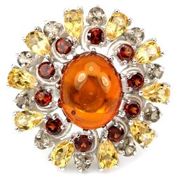 NATURAL AMBER CITRINE GARNET Ring