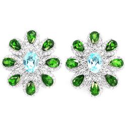 Natural SKY BLUE TOPAZ CHROME DIOPSIDE Earrings