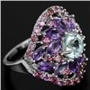Image 3 : NATURAL TOPAZ AMETHYST & RHODOLITE GARNET RING
