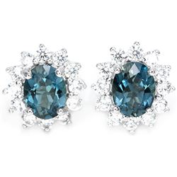 Natural London Blue Topaz 8x6 MM Earrings