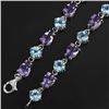 Image 3 : NATURAL PURPLE AMETHYST & SKY BLUE TOPAZ BRACELET