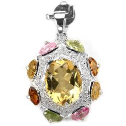 Natural YELLOW CITRINE & Fancy SAPPHIRE Pendant