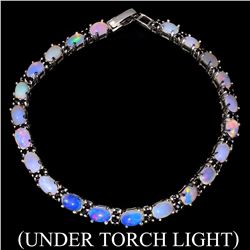 Natural White Opal & Blue Sapphire Bracelet