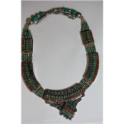 Tibet Hand Made Natural Turquoise & Coral Necklace
