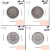 Image 1 : Lot of 4x Canada 25-cent Dated 1902H, 1904, 1907 & 1908 in VG or VG-F (Coins have various impairment