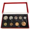 Image 1 : 1950 United Kingdom 9-coin Proof Set in Original red Display Case. Please note case shows some signs