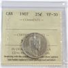 Image 1 : 1907 Canada 25-cent ICCS Certified VF-30