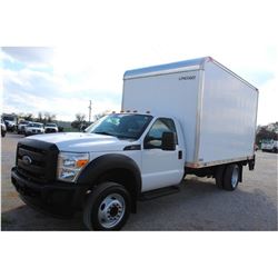 2015 FORD F550 BOX TRUCK; VIN/SN:1FDUF5GY8FEA71172 - V10 GAS, A/T, AC, 14' LYNCOACH VAN BODY, ROLL U