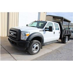 2012 FORD F550 FLATBED TRUCK; VIN/SN:1FD0W5GY8CEC70393 - CREW CAB, V10 GAS, A/T, AC, 9' STEEL FLATBE