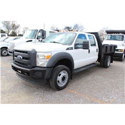 2013 FORD F450 FLATBED TRUCK; VIN/SN:1FD0W4GY3DEA42376 - CREW CAB, V10 GAS, A/T, AC, 9' STEEL FLATBE