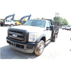 2011 FORD F450 FLATBED TRUCK; VIN/SN:1FDUF4GY8BEC41826 - V10 GAS, A/T, AC, 9' STEEL FLATBED BODY W/ 