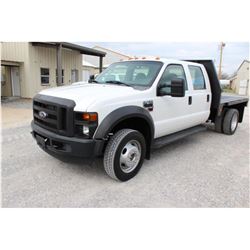 2010 FORD F450 FLATBED TRUCK; VIN/SN:1FDAW4GY4AEB00866 - CREW CAB, V10 GAS, A/T, AC, 8'-6" STEEL FLA