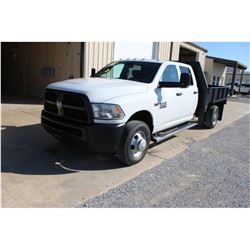 2013 DODGE 3500 FLATBED TRUCK; VIN/SN:3CTWRSCTXDG565149 - CREW CAB, V8 GAS, A/T, AC, 9' STEEL FLATBE
