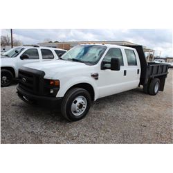2009 FORD F350 FLATBED TRUCK; VIN/SN:1FDWW36R79EB04710 - CREW CAB, V8 DIESEL, A/T, AC, 8'-6" STEEL F