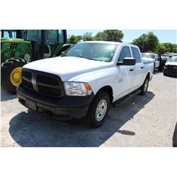 2015 DODGE 1500 PICKUP TRUCK; VIN/SN:1C6RR7KG5FS738736 4X4, CREW CAB, V6 GAS, A/T, AC, BED COVER, 65