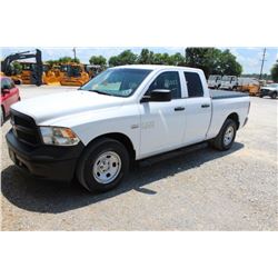 2015 DODGE 1500 PICKUP TRUCK; VIN/SN:1C6RR6FT3FS742138 - EXT. CAB, V8 GAS, A/T, AC, BED COVER, 64,86