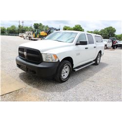 2013 DODGE 1500 PICKUP TRUCK; VIN/SN:1C6RR7KP8DS592281 - 4X4, CREW CAB, V8 GAS, A/T, AC, CAMPER SHEL