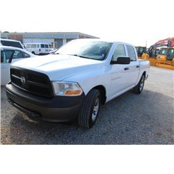 2012 DODGE 1500 PICKUP TRUCK; VIN/SN:1C6RD7KP3CS283282 - 4X4, CREW CAB, V8 GAS, A/T, AC, BED COVER, 