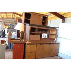 MISC. DESKS, CABINETS, CREDENZA, PICTURES