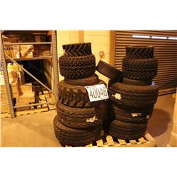 TIRES - (3) 1600/6.50-8 B BLTL TERRA GRIP TRD, (2) 4.80-12 B BLTL CAMPER TRAILER REG TRD, (5) 11L-16