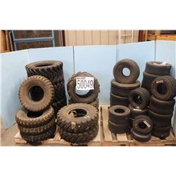 TIRES - (4) 20-10.00-10 B NHS, (3) 26/1200-12 D BLTT SUPER TERRA GRIP TRD, (2) 23X10.50-12 B BLTL TE