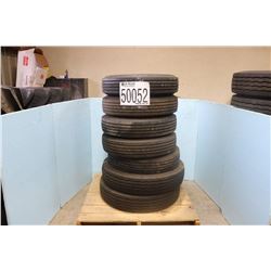 TIRES- (5) 8.25R15, G BLTT, UNISTEEL G114 REG TRD W/TUBES, (2) 9R22.5 F BLTL UNISTEEL REG TRD