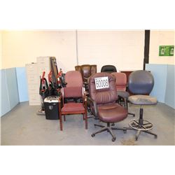 CHAIRS, VACUUMS, FILE CABINETS, SHREDDER