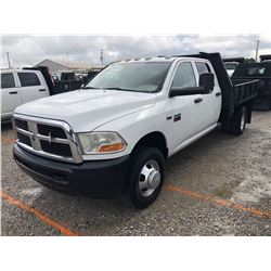 2011 DODGE 3500 VIN/SN:3D6WF4CT4BG595191 - CREW CAB, V8 GAS, A/T, AC, 9' STEEL FLATBED BODY W/ TAILG