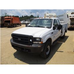 2003 FORD F350XL SERVICE TRUCK, VIN/SN:1FDSX35P33EC27844 - 4X4, EXTENDED CAB, FORD POWERSTROKE DIESE
