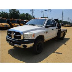 2009 DODGE RAM 3500 FLATBED, VIN/SN:3D6WH48L39G505428 - 4X4 CREW CAB, CUMMINS DIESEL ENGINE, 6 SPEED