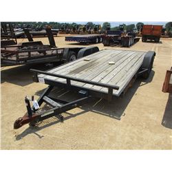 TRAILER WORLD TAG TRAILER, - 7' X 18' T/A TAG TRAILER, ELECTRIC BRAKE, WOOD FLOOR, SLIDE IN RAMP, 4'