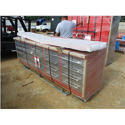 METAL WORK BENCH, - 10', 20 DRAWER, 40" HANGING WALL