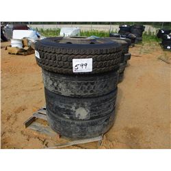 (4) 295/75R22.5 TIRES & RIMS