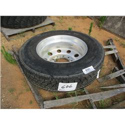 285/75R24.5 TIRE W/ALUM RIMS