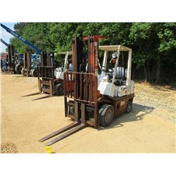 NISSAN KCPH02A25PV FORKLIFT, VIN/SN:904893 -TRIPLE STAGE, LP GAS, METER READING 6,828 HOURS