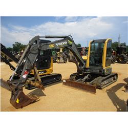 2008 VOLVO ECR58 MINI EXCAVATOR, VIN/SN:12486 - 5' STICK, 18" BUCKET, THUMB, AUX HYD, BLADE, RUBBER 