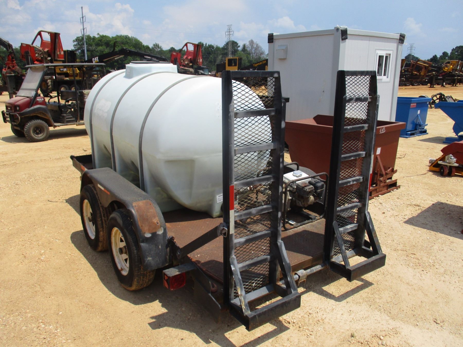 WATER TANK, - 700 GALLON, GAS PUMP, MTD ON T/A TAG TRAILER, FOLD UP ...