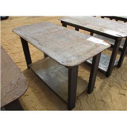 STEEL TABLE, - W/SHELF, 29" X 57"