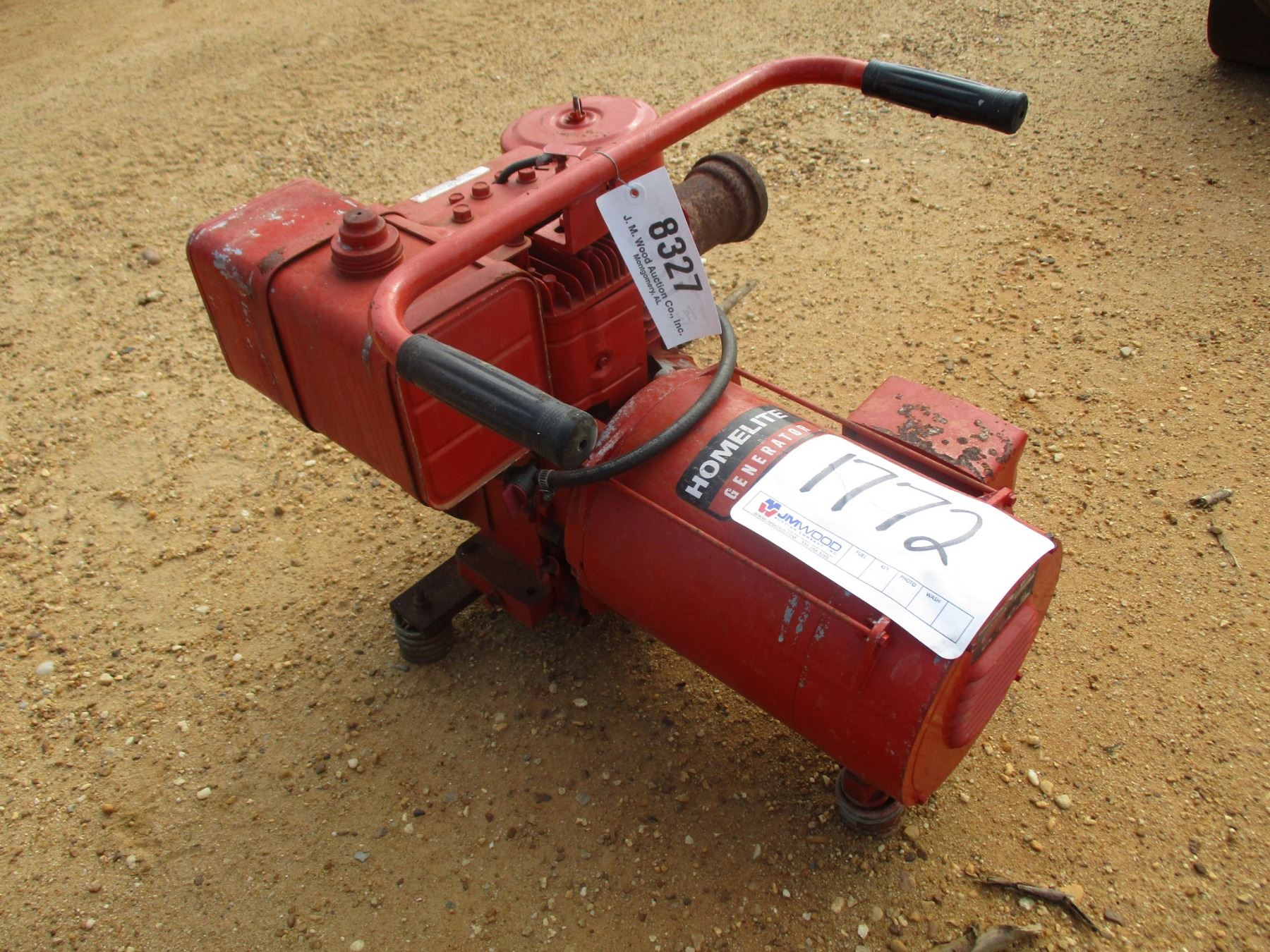 HOMELITE GENERATOR, - 120/240 VOLT GAS ENGINE - J.M. Wood Auction