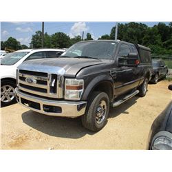 2008 FORD F250 PICKUP, VIN/SN:1FTSX21538EA98207 - 4X4, EXT CAB, GAS ENGINE, A/T, CAMPER SHELL, BED S