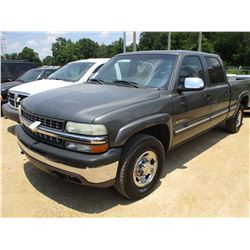 2002 CHEVROLET 1500HD PICKUP, VIN/SN:1GCGK13U62F213130 - 4X4, CREW CAB, V8 GAS ENGINE, A/T, ODOMETER