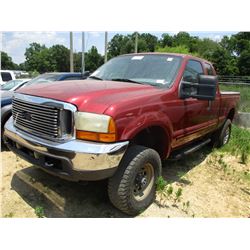 2001 FORD F250 PICK UP. VIN/SN:1FTNX21S21EA64994 - 4X4, EXT CAB, V8 GAS ENGINE, A/T, ODOMETER READIN