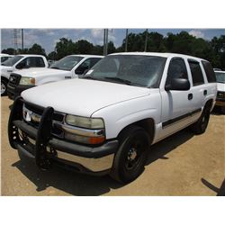 2005 CHEVROLET TAHOE VIN/SN:1GNEC13Z15R262097 - V8 GAS ENGINE, A/T, ODOMETER READING 256,069 MILES (