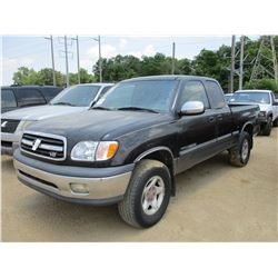 2000 TOYOTA SR5 PICK UP, VIN/SN:5TBBT4411Y5003193 - 4X4, EXTENDED CAB, V8 GAS ENGINE, A/T, ODOMETER 