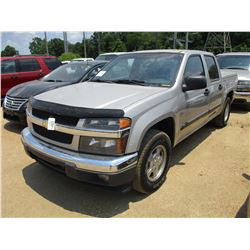 2008 CHEVROLET COLORADO PICK UP, VIN/SN:1GCC533E488213322 - CREW CAB, V6 GAS ENGINE, A/T, BED COVER,