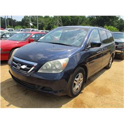 2007 HONDA ODYSSEY VAN, VIN/SN:5FNRL38717B031268 - GAS ENGINE, A/T, ODOMETER READING 208,734 MILES