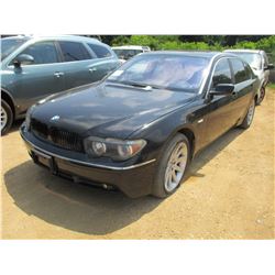 2003 BMW 745 LI SEDAN, VIN/SN:W2AGN63413DR11322 - GAS ENGINE, A/T