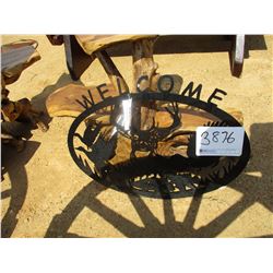 METAL WELCOME SIGN, WILDLIFE SCENE