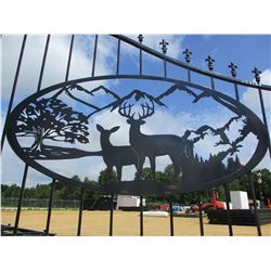 16' IRON GATE DEER SCENE WITH POST